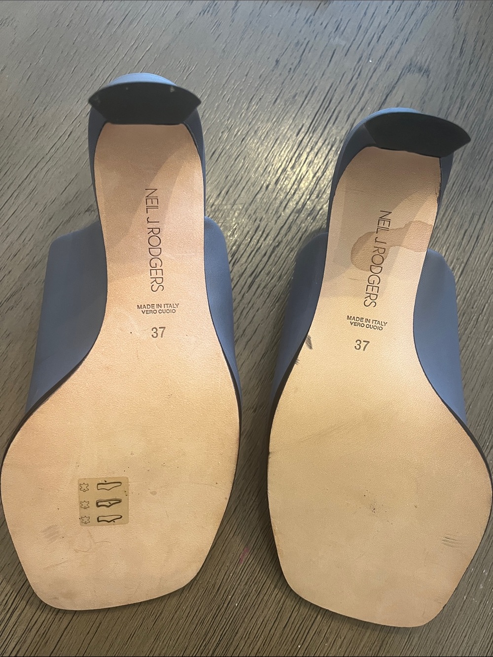 Neil j Rodgers Light Blue Slide Mules with Square Toe - Picture 3 of 3